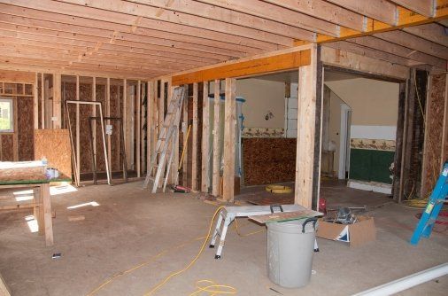 home addition in process, framing and tools
